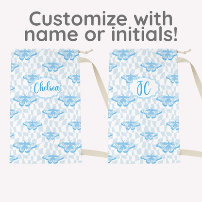 Purple Butterfly Pattern Laundry Bag | Personalized Name Option