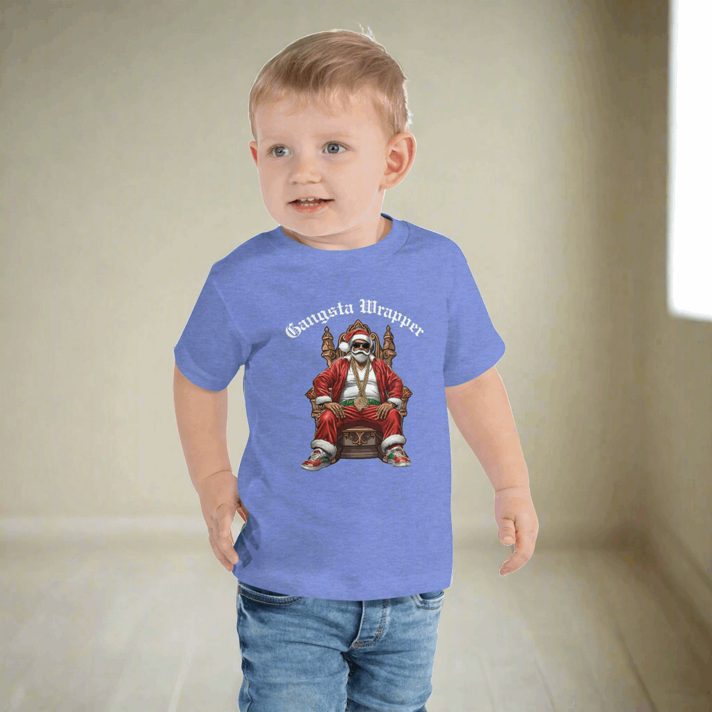 Gangsta Wrapper Santa Funny Christmas Holiday 100% cotton Unisex Toddler TShirt, by jaecrece.com