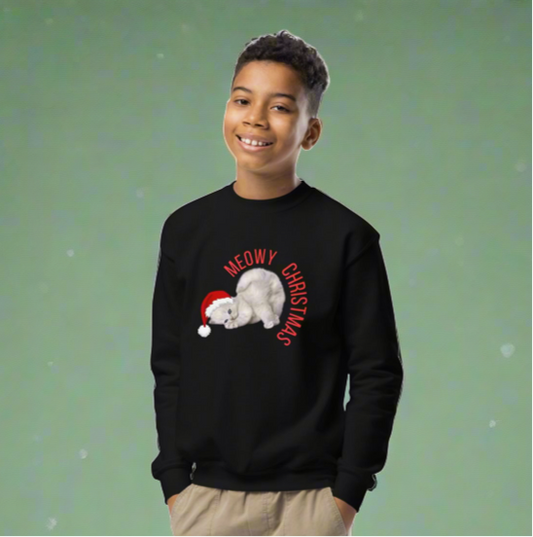 Meowy Christmas Youth Crewneck Sweatshirt