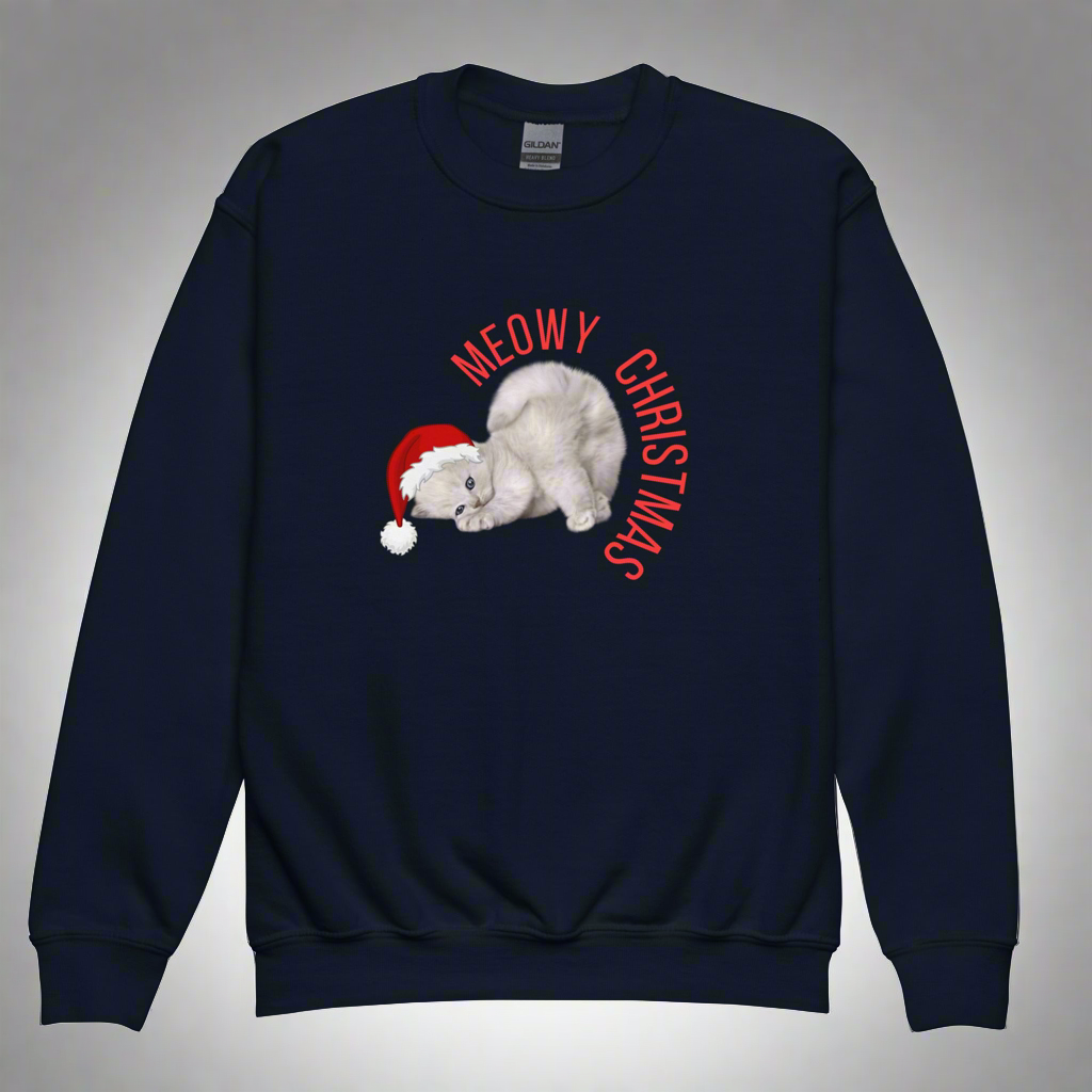 Meowy Christmas Youth Crewneck Sweatshirt