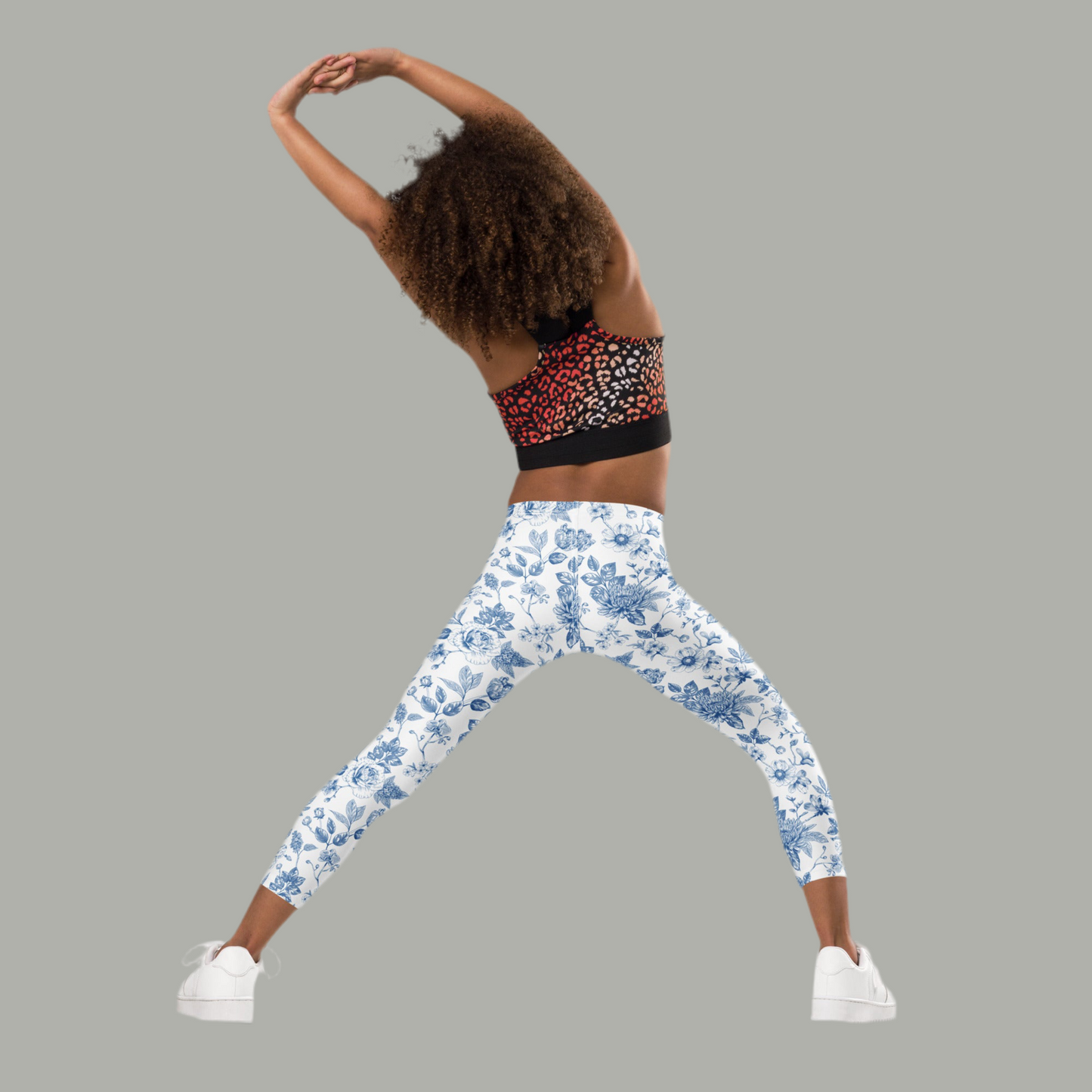 Image: Toddler leggings with an elegant blue toile design in sizes 2T through 7, perfect for spring parties, tea time playdates, and coordinated family photo shoots. These boutique-style girls leggings are breathable, stretchy, and made for comfort. Styled with floral tops or tunics, this timeless print is perfect for gifting or everyday wear, by jaecrece.