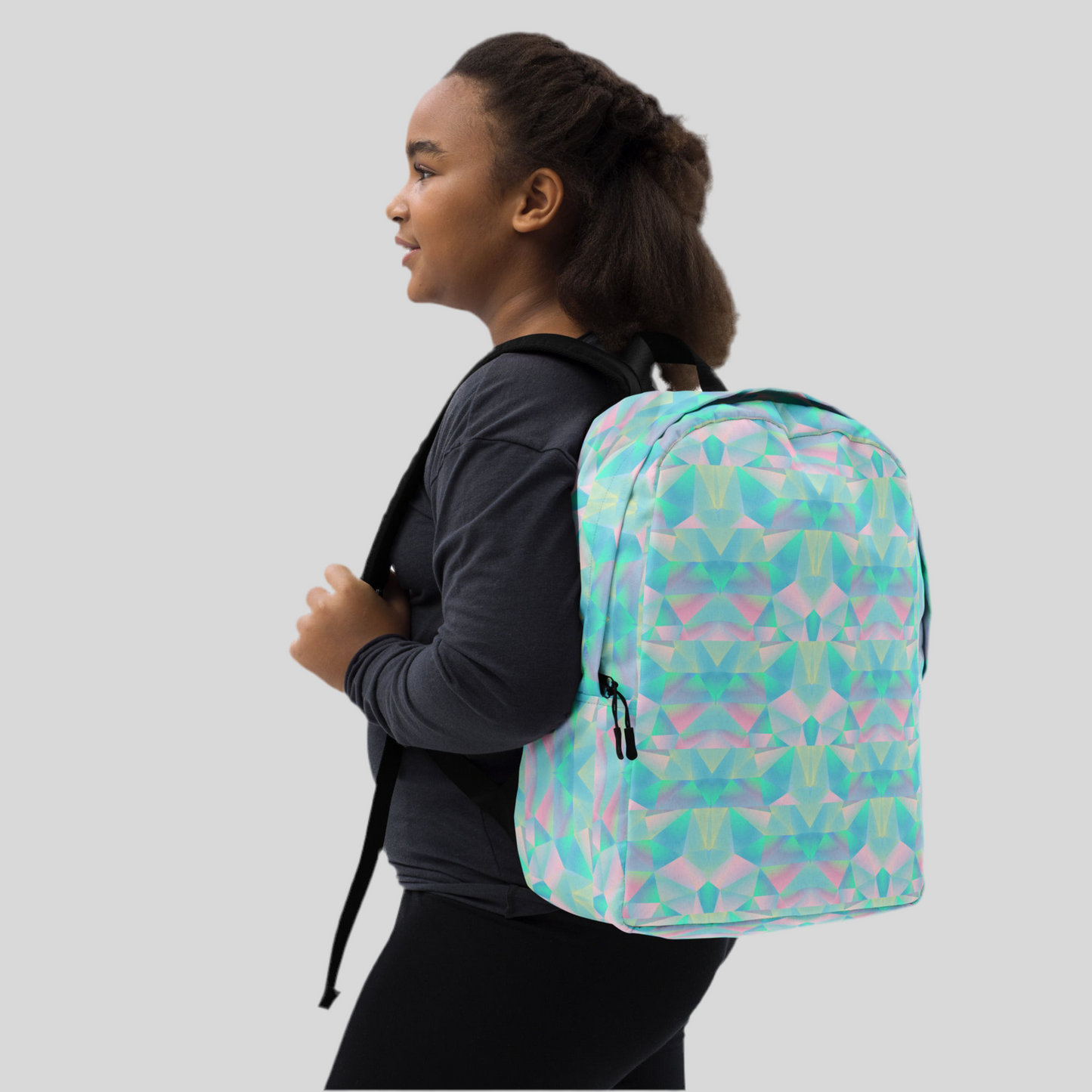 Pastel Prisms Blue Geometric Backpack