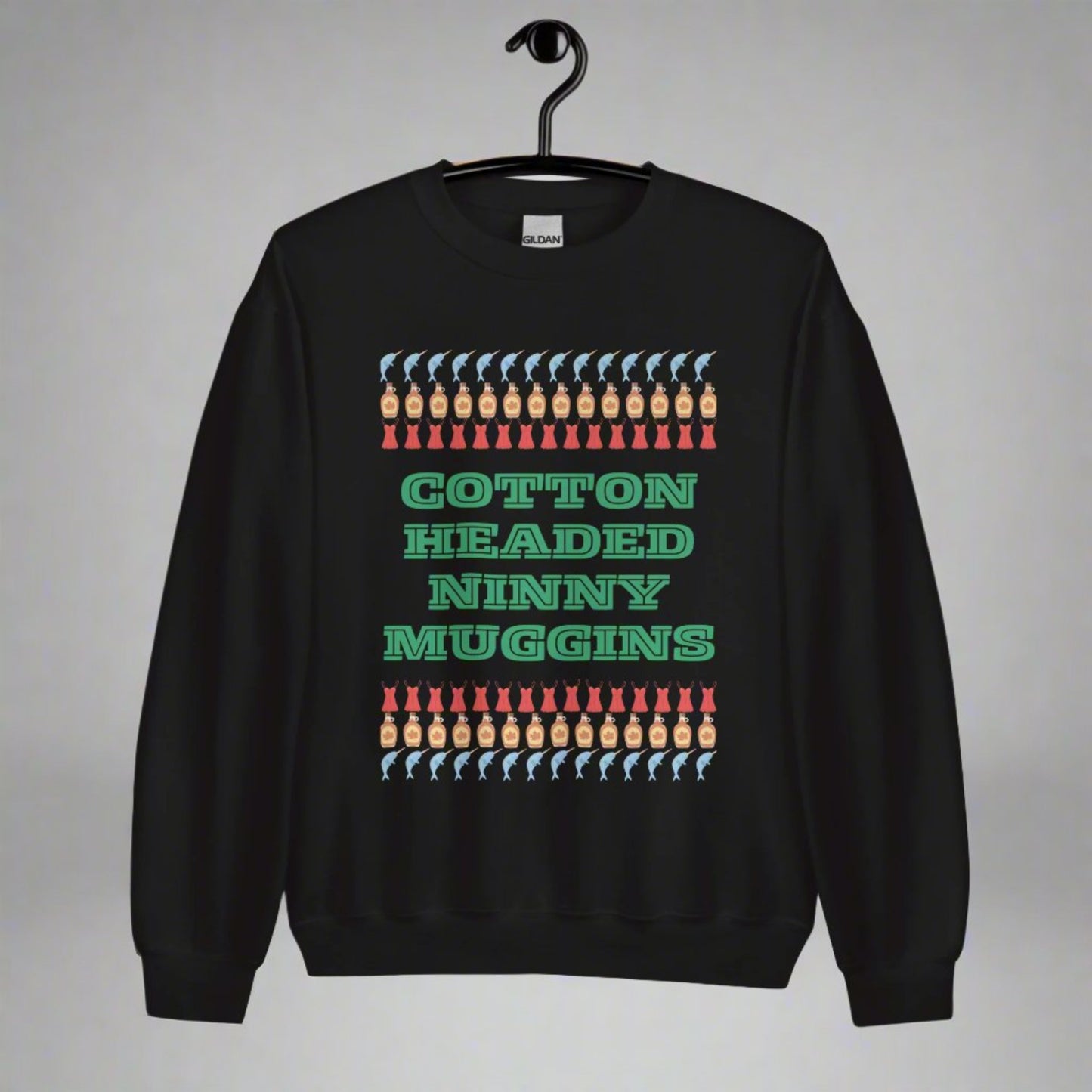 Classic fit Cotton Headed Ninny Muggins sweatshirt, perfect for men or women looking for festive, funny holiday wear. Inspired by the Elf movie, this Christmas crewneck is pre-shrunk, super soft, and great for layering. Whether you’re headed to a Christmas gathering or shopping for a cozy winter gift, this sweatshirt adds cheerful style and seasonal humor.