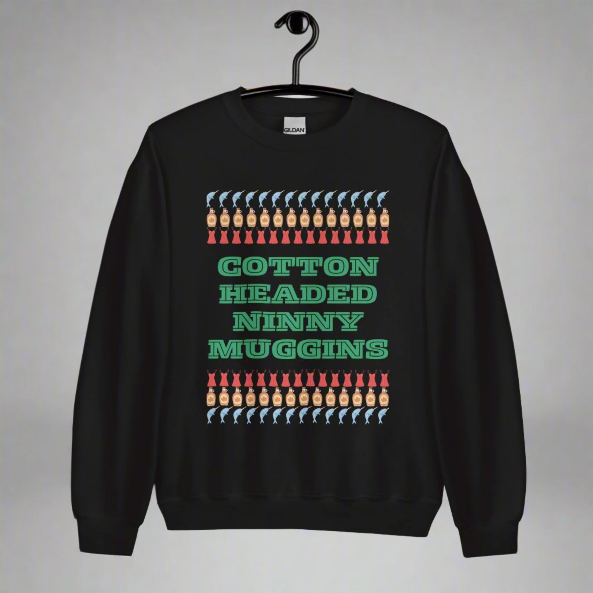 Classic fit Cotton Headed Ninny Muggins sweatshirt, perfect for men or women looking for festive, funny holiday wear. Inspired by the Elf movie, this Christmas crewneck is pre-shrunk, super soft, and great for layering. Whether you’re headed to a Christmas gathering or shopping for a cozy winter gift, this sweatshirt adds cheerful style and seasonal humor.