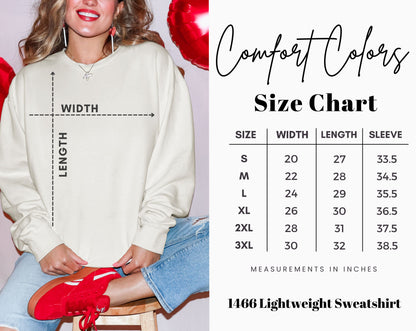 Comfort colors 1466 lightweight sweatshirt size chart. Sizes S M L XL 2XL and 3XL