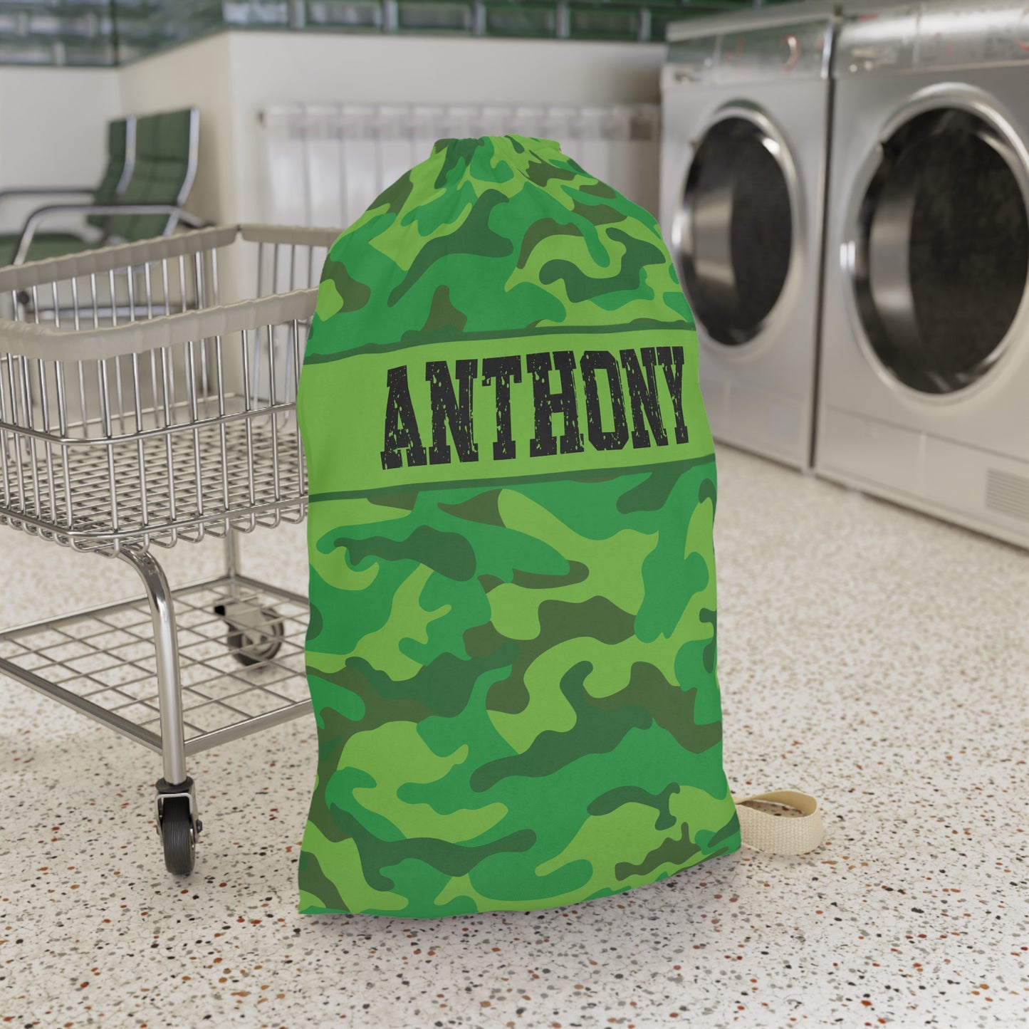 Personalized Camouflage Laundry Bag with Name | Custom Drawstring Laundry Bag for Camp, Dorm & Travel