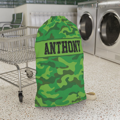 Personalized Camouflage Laundry Bag with Name | Custom Drawstring Laundry Bag for Camp, Dorm & Travel