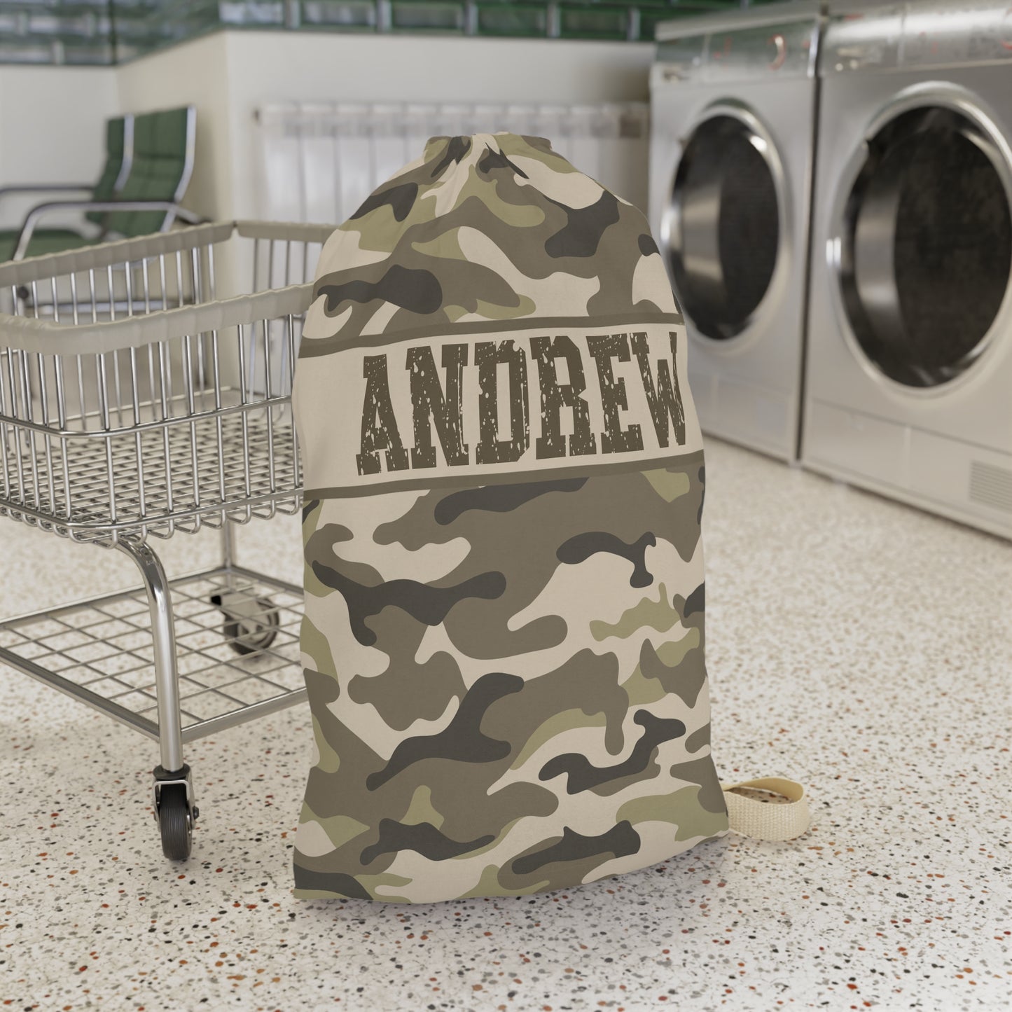 Personalized Camouflage Laundry Bag with Name | Custom Drawstring Laundry Bag for Camp, Dorm & Travel