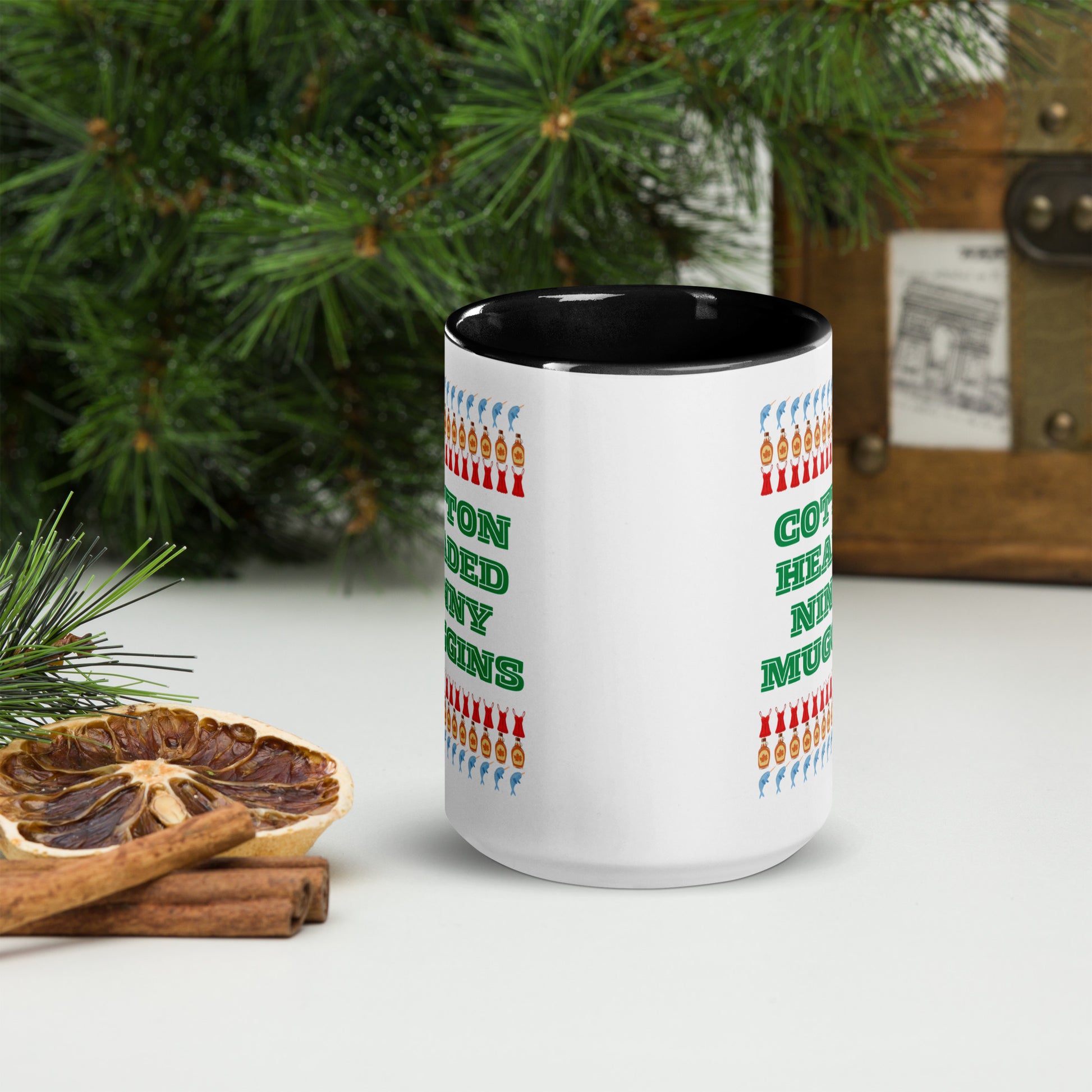 This 15 oz Christmas mug features the hilarious Elf movie quote “Cotton Headed Ninny Muggins” with a color pop handle and interior. Made from durable ceramic and safe for microwave and dishwasher use, it’s perfect for sipping cocoa, coffee, or tea all season long. Great gift for Elf fans, holiday humor lovers, or coworkers during a Secret Santa gift exchange.

