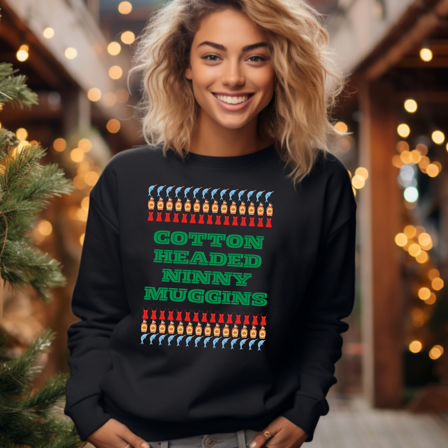 Cotton Headed Ninny Muggins holiday sweatshirt for men and women with a pre-shrunk classic fit. This cozy Elf movie sweatshirt makes the perfect Christmas gift, Secret Santa pick, or festive outfit for family photos. Made with soft cotton and durable stitching, it's a comfy, funny holiday staple for anyone who loves nostalgic Christmas movies and pop culture-inspired clothing.