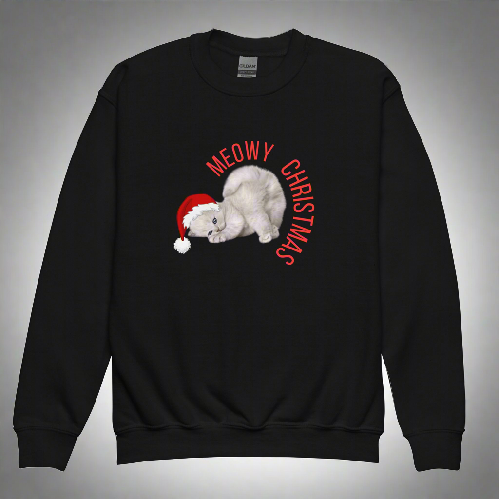 Meowy Christmas Youth Crewneck Sweatshirt