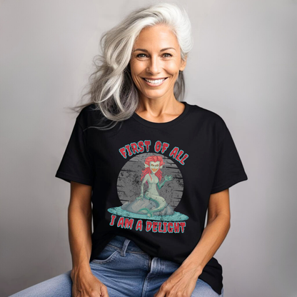 Fantasy graphic t shirt featuring a dark siren mermaid with a sarcastic saying perfect for gothic fashion lovers spooky style and mythical creature fans