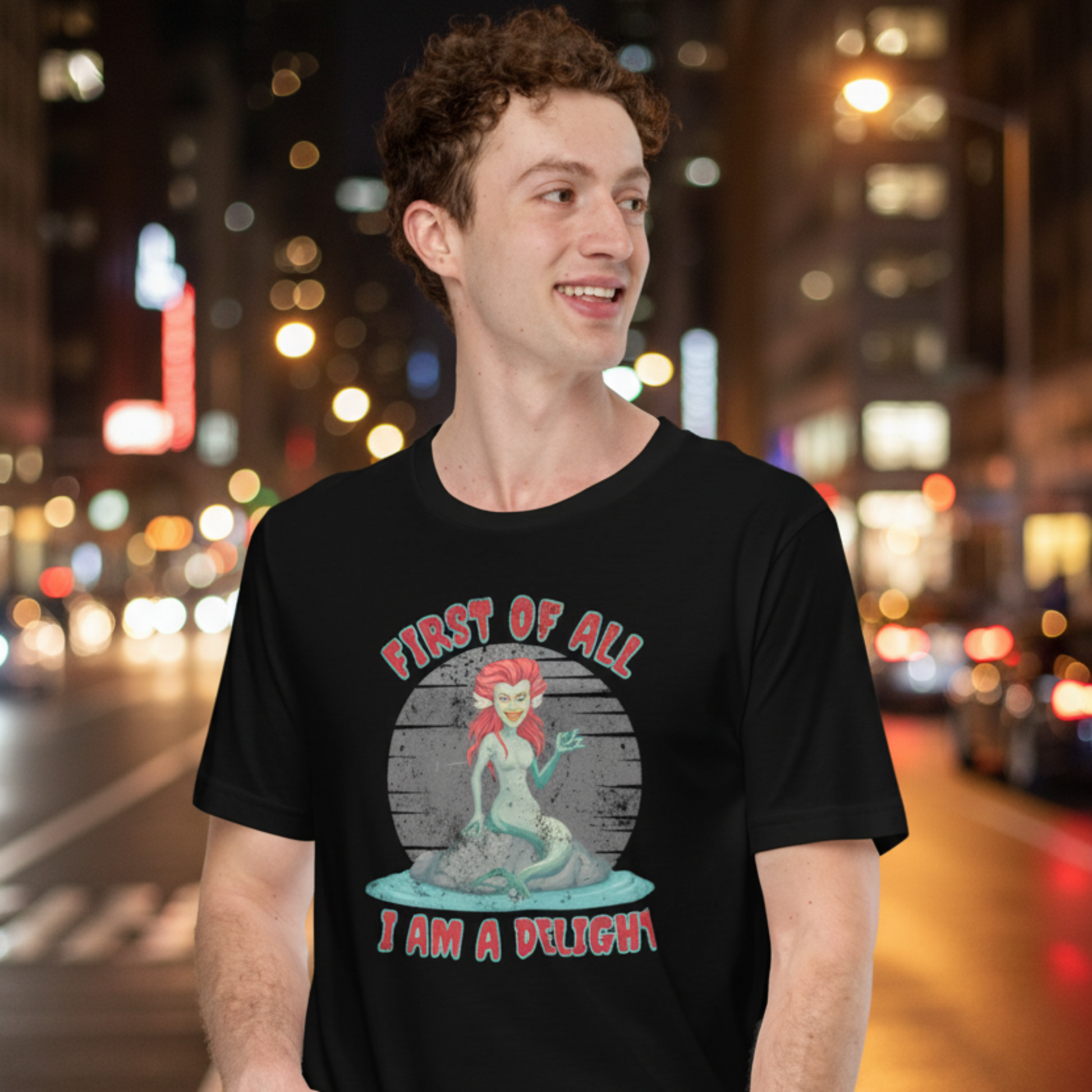 Dark ocean inspired mermaid t shirt with mythical siren artwork and humorous quote designed for gothic fashion fantasy lovers and unique gift giving
