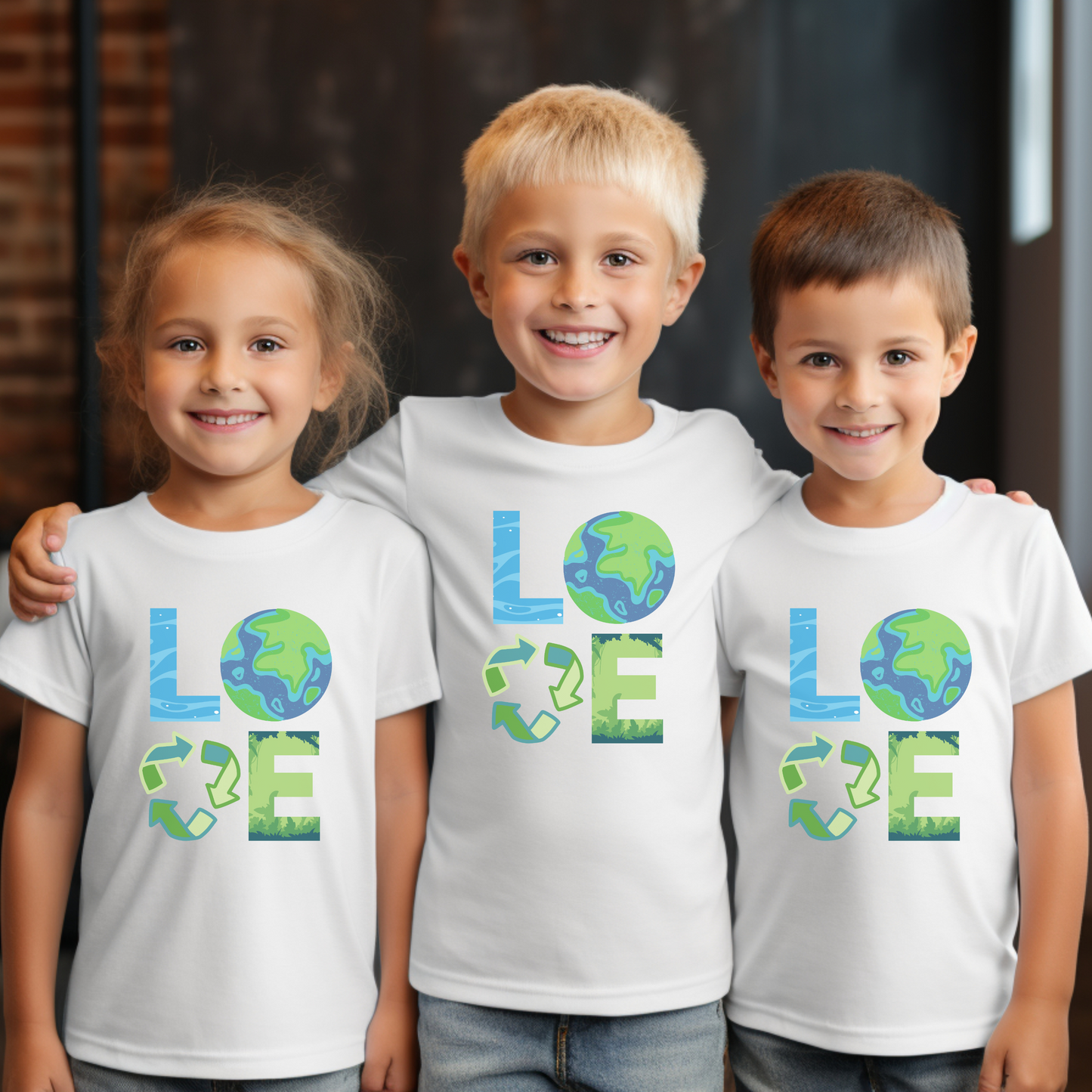 Earth Day kids shirt featuring a playful eco friendly graphic design celebrating Earth Day on April 22. Youth unisex tee available in sizes XS to XL in White Ash Heather Navy and Forest Green. Perfect for reduce reuse recycle messaging green living and sustainable earth friendly fashion. Great for school Earth Day outfits classroom celebrations and mommy and me matching shirts for kids who love nature and the planet.