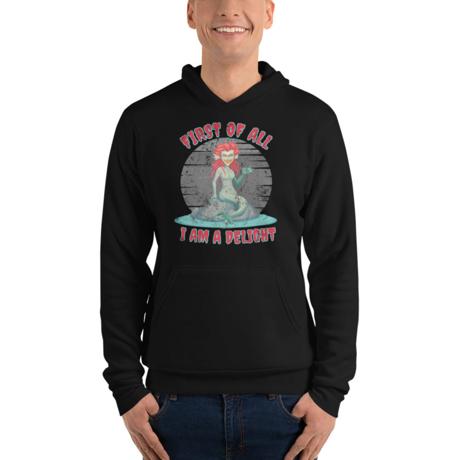 Moody literary aesthetic hoodie with an evil siren graphic quote, blending dark academia style with mythological inspiration. This unisex fleece hoodie is soft, warm, and perfect for book lovers, fantasy fans, and casual gothic fashion.