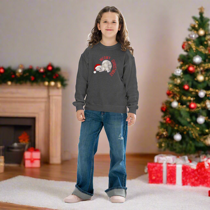 Meowy Christmas Youth Crewneck Sweatshirt