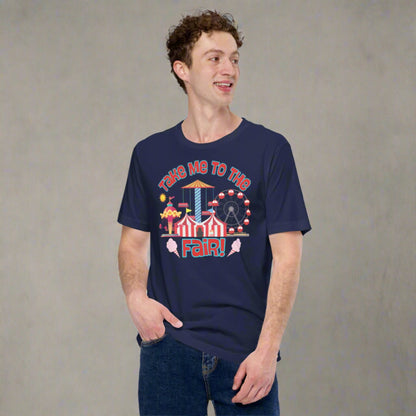 Take Me to the Fair adult shirt is perfect for Big Tex, cotton candy dates, and weekend festival strolls. The playful carnival artwork makes it a must-have for fairgoers in Texas, Iowa, or Minnesota. Made from soft cotton, this state and county fair tee by jaecrece is a fan favorite for summer event outfits. Pair with your favorite jeans or grab the matching kids’ version for a complete family fair look.