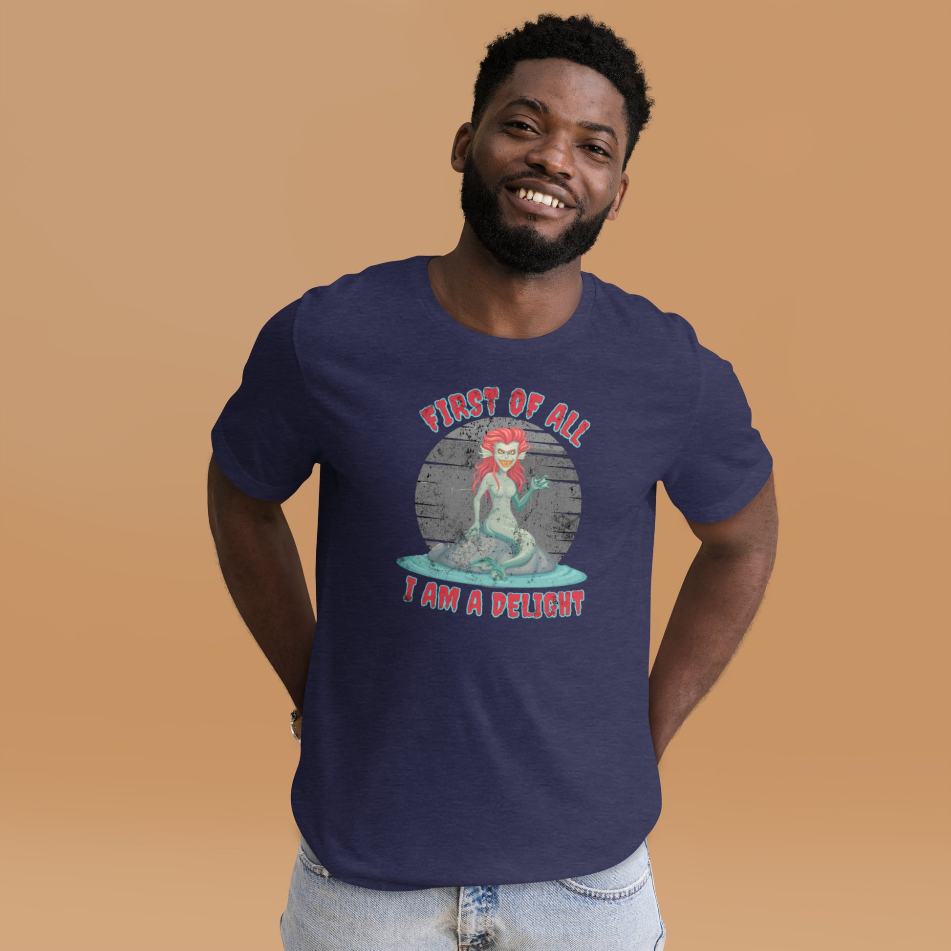 Mystical sea creature Evil Siren t-shirt with witty quote, ideal for mermaid fans, dark fantasy enthusiasts, Halloween parties, and Renaissance fair outfits, Bella Canvas 3001 unisex tee, XS–5XL