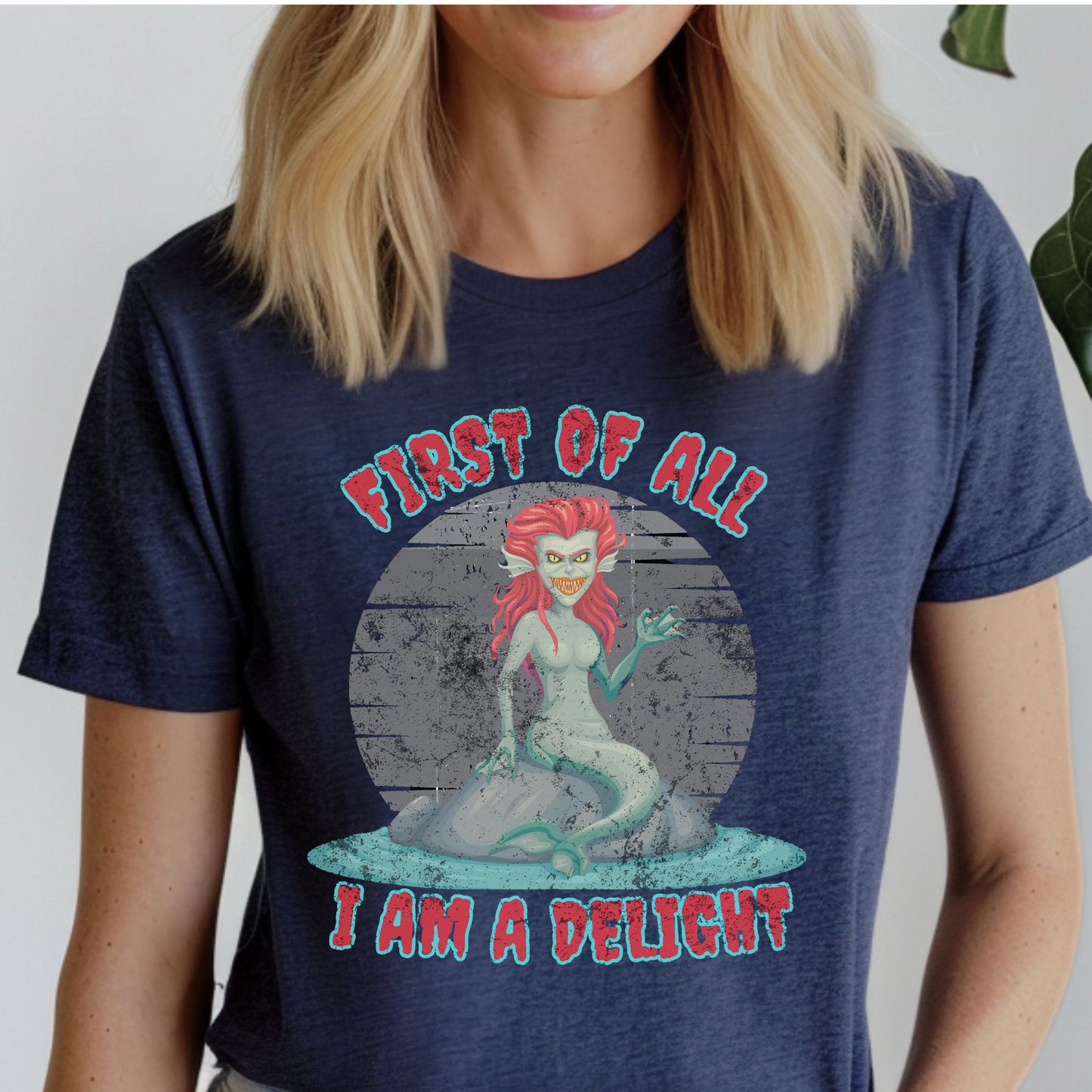 Funny dark mermaid shirt with sarcastic quote and gothic ocean artwork featuring a fantasy siren sitting on a rock for mythology lovers and fantasy fans
