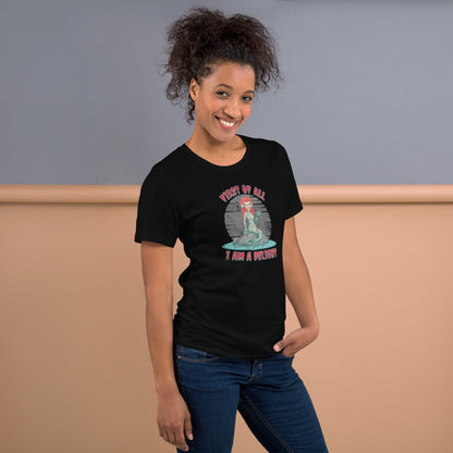 Dark fantasy siren t-shirt with sarcastic quote “First of All I Am a Delight,” featuring a gothic mermaid on a rock in the ocean. Great for Halloween parties, Ren Faire costumes, or mythology-inspired casual wear. Printed on Bella Canvas 3001 unisex shirt in black, Heather Midnight Navy, or Heather Grey, XS–5XL. A snarky gothic mermaid graphic tee for sea creature lovers, sarcastic gift ideas, and spooky season fashion with mythical creature flair.