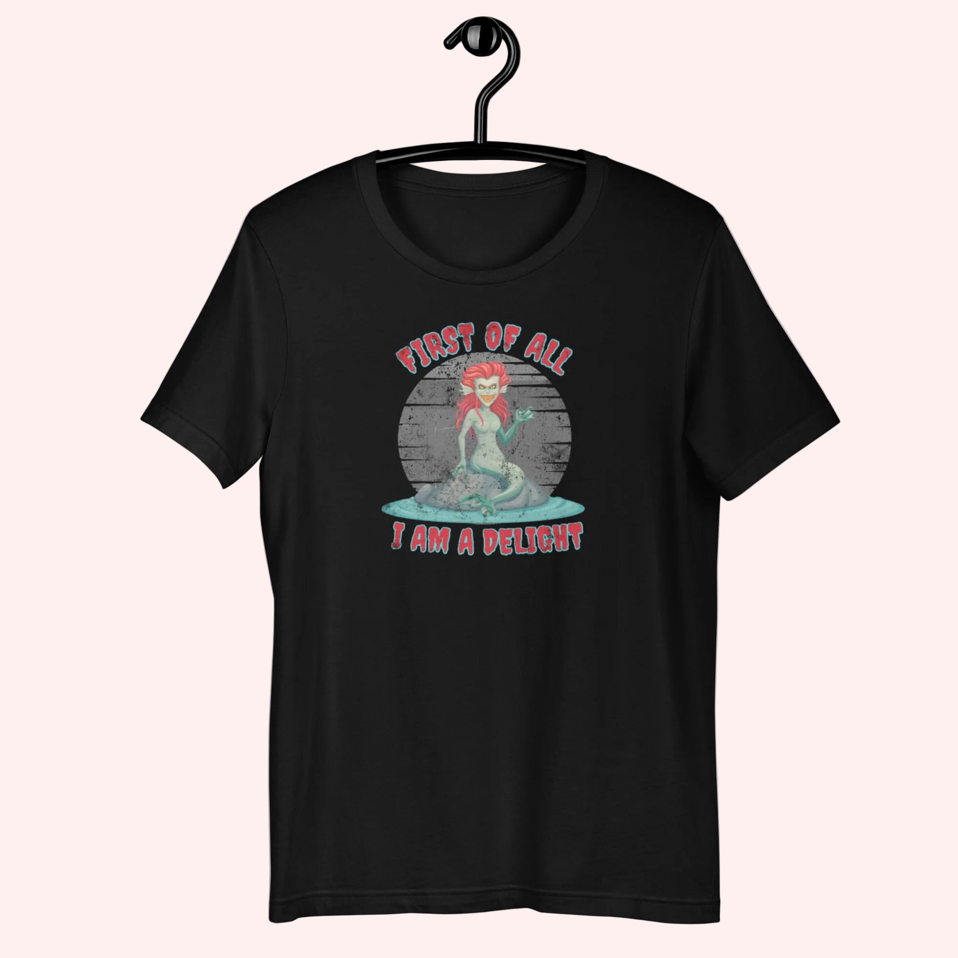 I am a Delight Evil Mermaid Tshirt Hanging