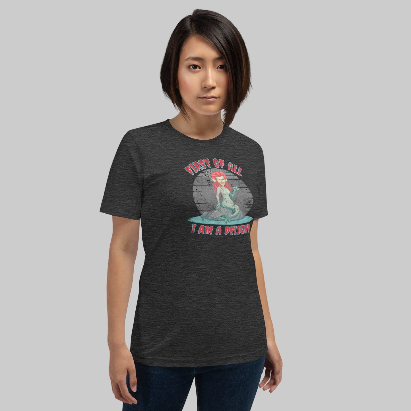 Fantasy Evil Siren t-shirt with snarky quote for dark humor lovers, perfect for Renaissance fairs, Halloween costume wear, mermaid or siren cosplay, and gothic fashion, Bella Canvas 3001 unisex tee, XS–5XL.
