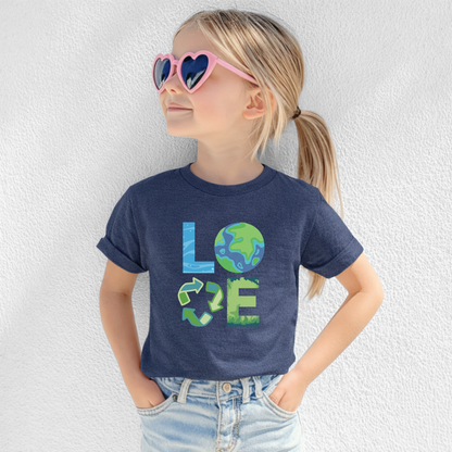 Youth Earth Day graphic tee featuring a playful earth inspired design promoting sustainable living reduce reuse recycle and environmental awareness. Available in XS XL sizes in White Ash Ash Heather Navy and Forest Green. Perfect earth friendly kids shirt for Earth Day April 22 school events classroom parties and matching family outfits. Soft breathable everyday clothing for kids who love nature and outdoor play.