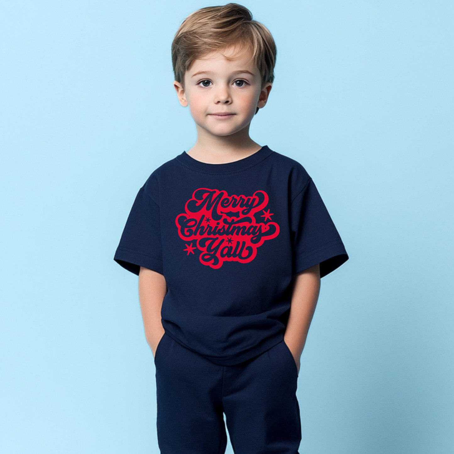 Celebrate a Southern-style holiday with this “Merry Christmas Y’all” youth T-shirt. Printed on a comfy cotton tee with a relaxed unisex fit, it’s pre-shrunk and made for everyday play. Perfect for matching family Christmas shirts, classroom holiday outfits, and seasonal photoshoots. Available in sizes XS–XL, this tee brings festive cheer to every little one. Ideal for stylish Christmas gifts and coordinated celebrations.