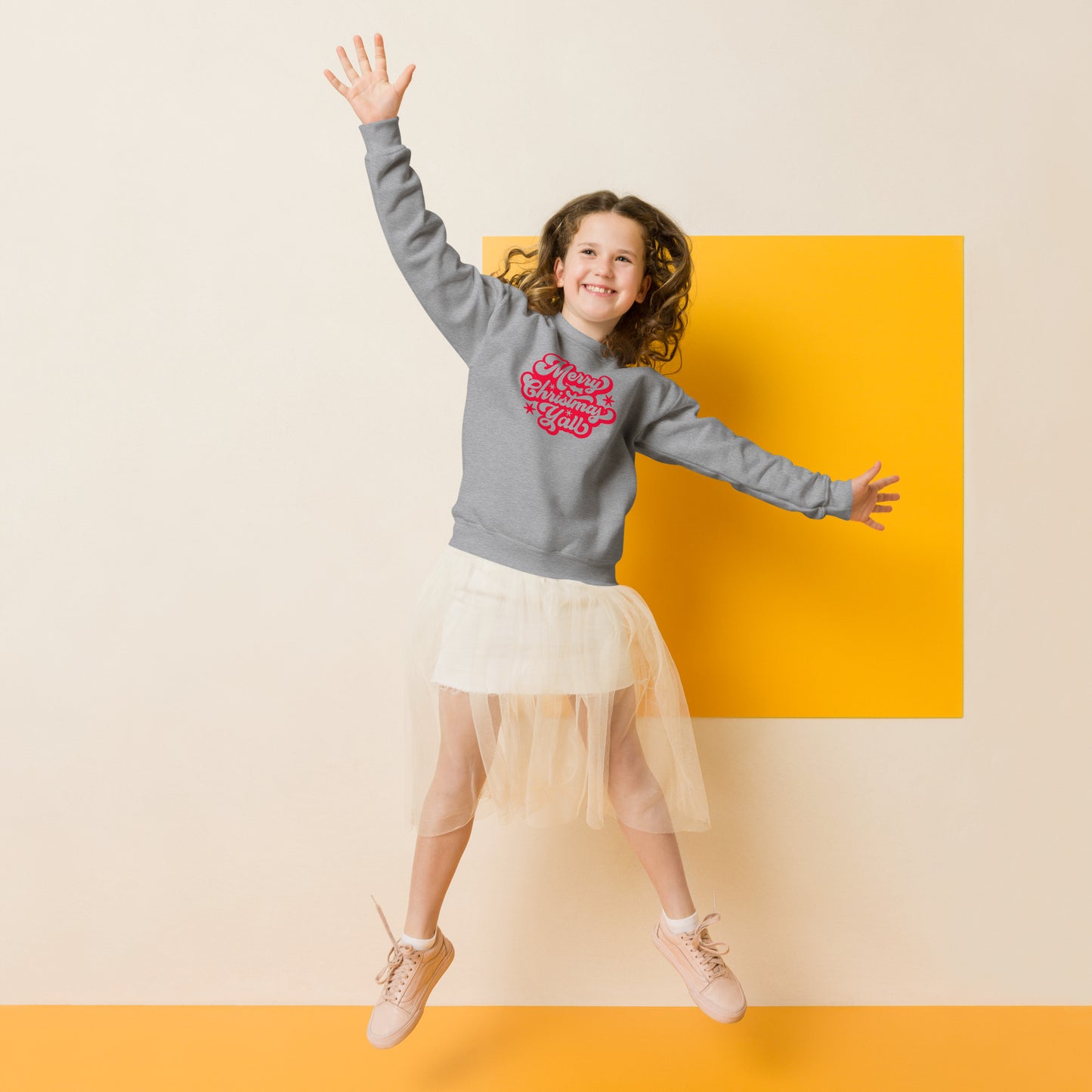 Let your kids spread cheer with this "Merry Christmas Y’all" sweatshirt, designed for warmth and festive spirit. This red and cozy pullover makes a great holiday gift, ideal for school events, church services, or lounging at home. Pairs perfectly with the rest of the family collection.