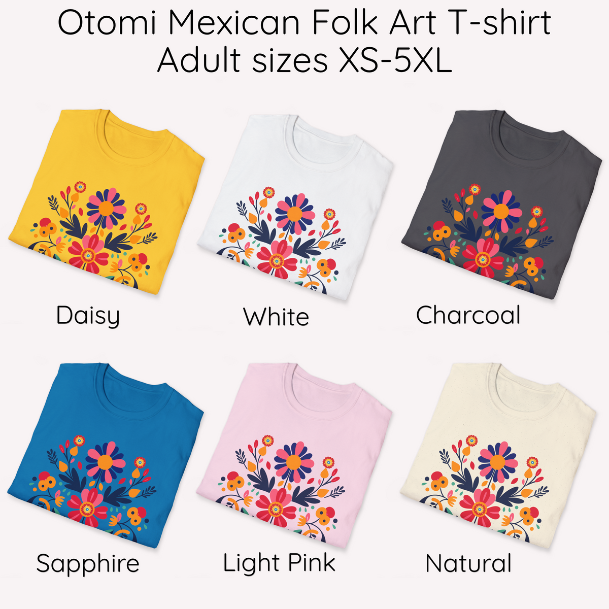 Otomi Folk Art Shirt, Colorful Mexican Floral Tee