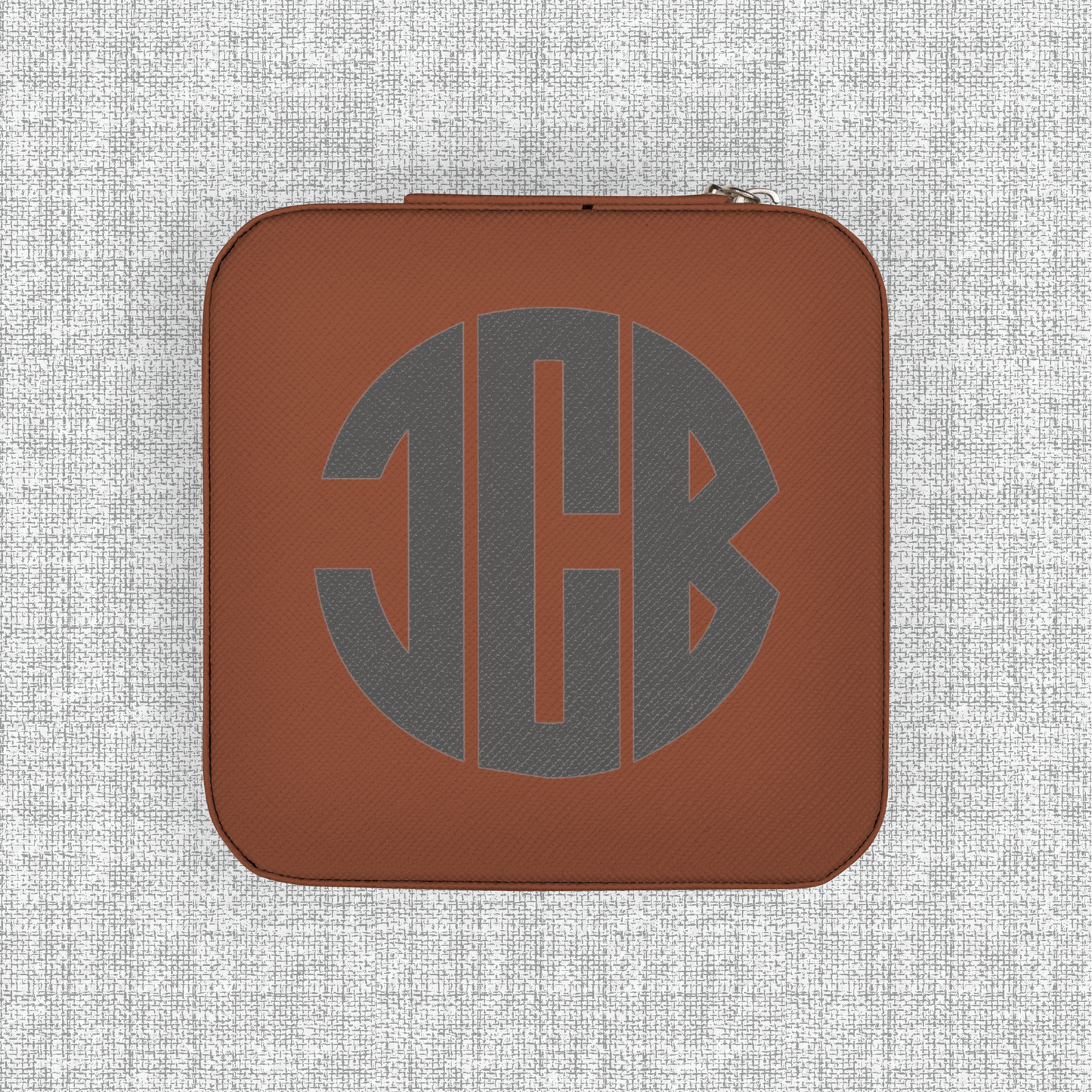 Brown personalized travel jewelry box for men and women, compact accessory organizer for watches rings cufflinks earrings and everyday essentials