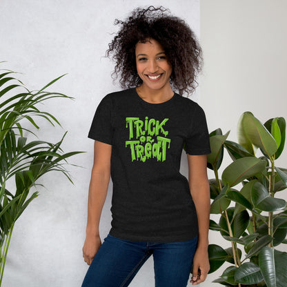 Get in the Halloween spirit with this Trick or Treat Slime Ooze tee for adults. Designed with a retro green slime graphic, this spooky t-shirt adds festive flair to your fall wardrobe. Made for comfort and style, it’s great for October events, casual wear, or group Halloween photos. Available in inclusive sizes from XS to 5XL.
