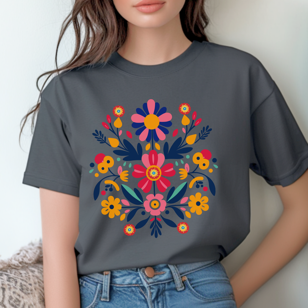 Celebrate your roots in style with our Otomi Folk Art Adult Shirt, XS–4XL. Inspired by traditional Otomi textiles from Hidalgo, Mexico, this Latino festival shirt is perfect for Hispanic celebrations, fiestas, and Día de Muertos events. Bright, folk-art patterns create a meaningful, standout look. Mexican folk shirt, Otomi print top, Hispanic culture wear.