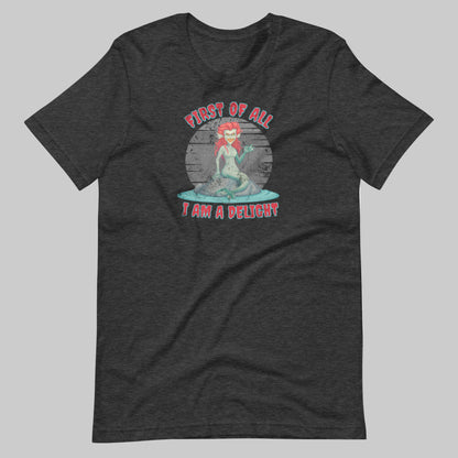 Witty ocean mythology graphic tee featuring an evil siren sitting on a rock, ideal for Halloween, gothic fantasy enthusiasts, Renaissance fair outfits, or gift for mermaid fans, unisex Bella Canvas 3001 shirt in black, navy, grey, XS–5XL