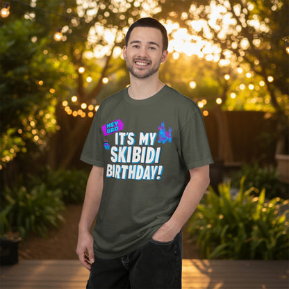 Comfort Colors 1717 unisex graphic tee with llama pinata and Skibidi toilet birthday design made for internet humor fans. Hey Bro It’s My Skibidi Birthday shirt is available in black, navy, and charcoal with soft ring spun cotton comfort and relaxed fit styling. Ideal for birthday dinners, vacations, arcade nights, parties, and casual everyday wear. Fun gift for husband, boyfriend, brother, son, teen, or best friend who loves memes.