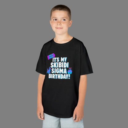 Make your gamer kid’s birthday unforgettable with this “Hey Bro! It’s my Skibidi Sigma Birthday!” shirt, perfect for boys, girls, and tweens who love trending memes. This shirt blends viral Skibidi humor with Sigma bro attitude. Available in Navy, White, Black, and Sport Grey, it’s a fun birthday outfit choice for school, parties, or gaming celebrations for meme-loving kids.