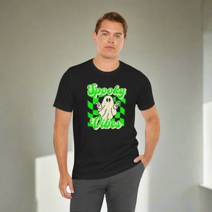 Spooky Vibes Checkered Cute Ghost Halloween tshirt