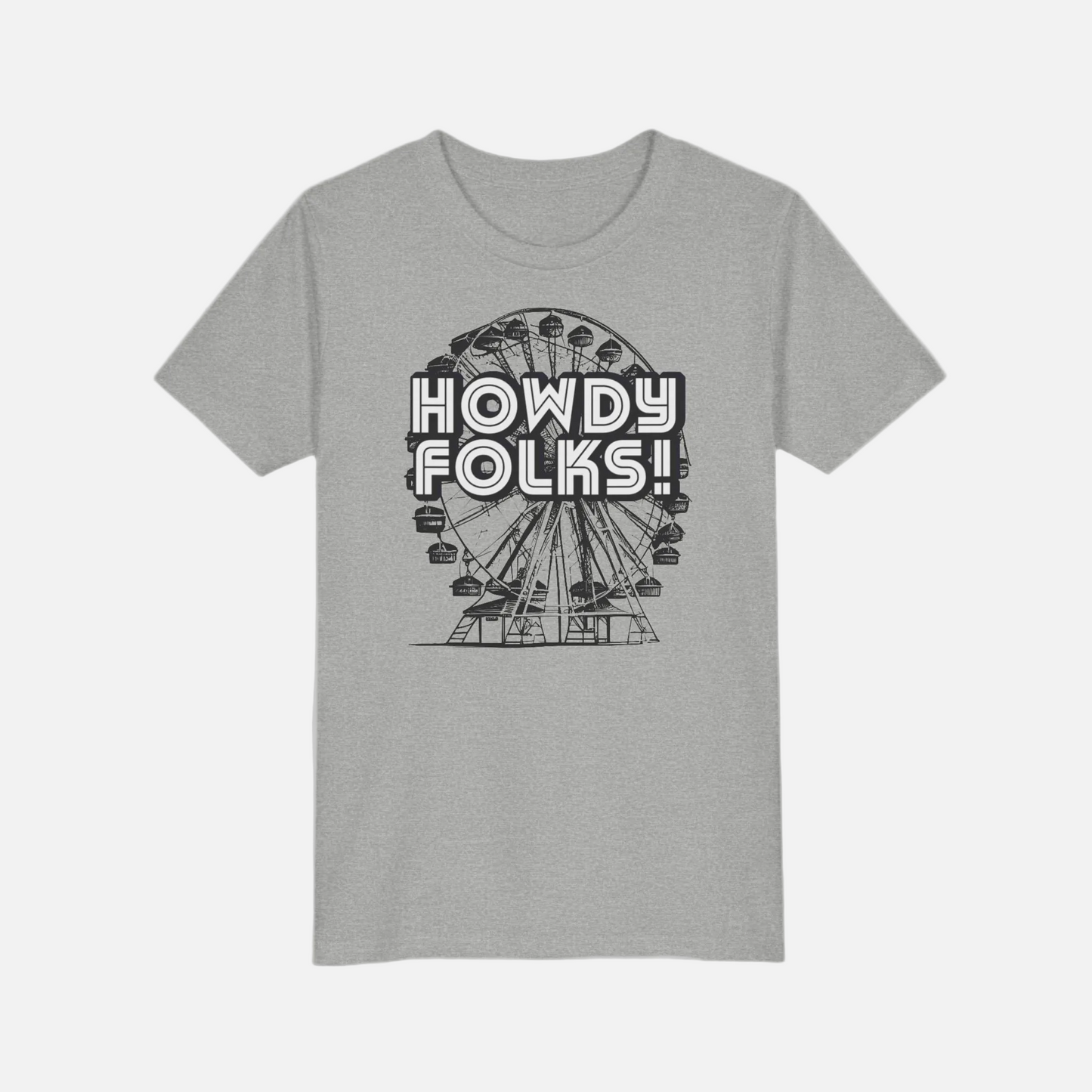 State fair kids shirt With retro Ferris wheel and the text howdy folks 