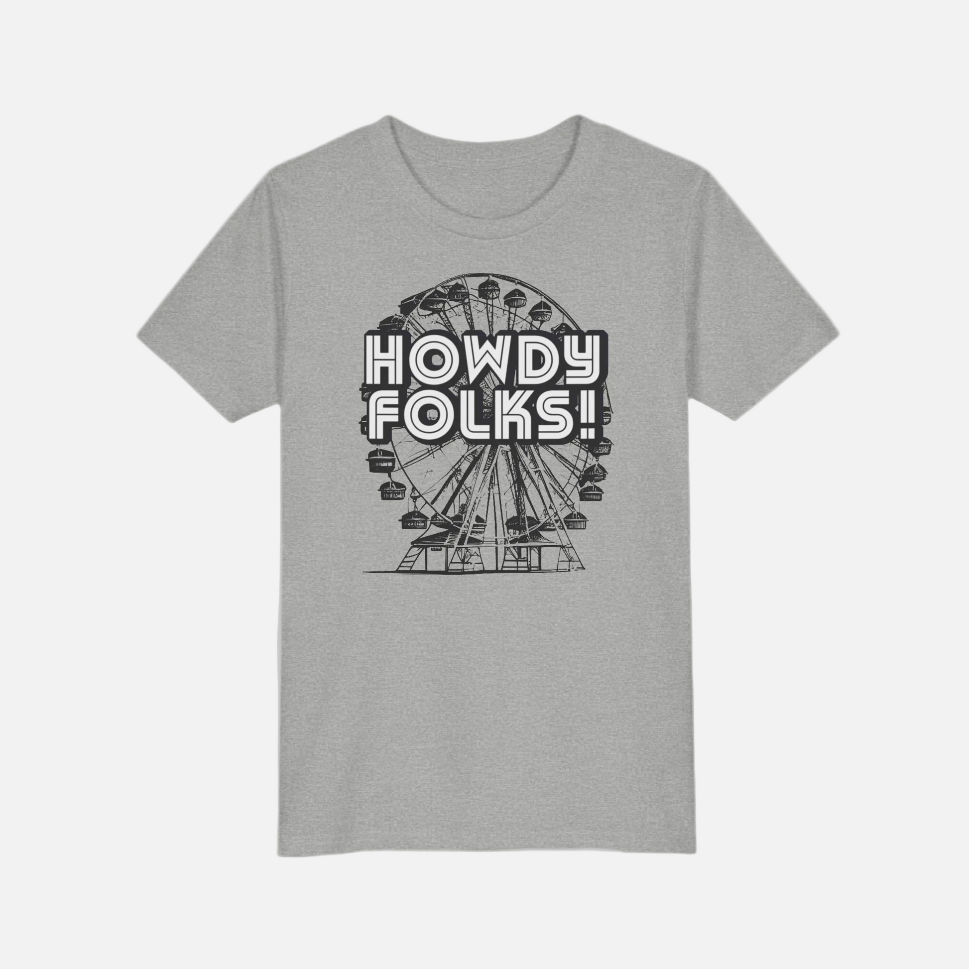 State fair kids shirt With retro Ferris wheel and the text howdy folks 