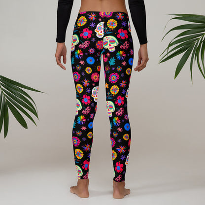 Add festive flair to your fall outfit with these Día de los Muertos leggings for women, available in sizes XS–XL. Featuring bright sugar skull patterns and a comfy mid-rise fit, they’re ideal for Halloween parades, Latin heritage events, or cultural classroom themes. Made with soft, stretchy fabric and designed for all-day wear. Coordinates with matching kids’ leggings for a full family look or holiday photoshoot.