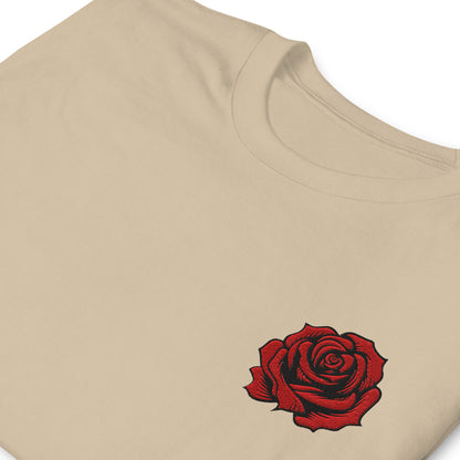Image: A classic red rose blooms in embroidered detail on this stylish pullover, inspired by vintage tattoo designs. The soft fabric ensures all-day comfort, making it perfect for layering in any season. Whether worn as a tribute to Pasadena’s iconic city rose parade or as an expression of floral love, this sweatshirt is a timeless staple. A perfect blend of romantic and edgy fashion, by jaecrece.
