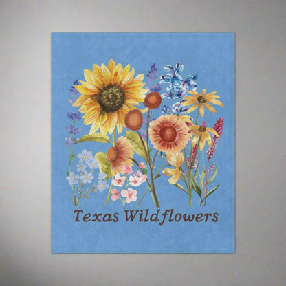 Wrap yourself in cozy comfort with this Texas wildflower throw blanket. Made from ultra-soft plush, it features watercolor sunflowers, bluebonnets, and pastel blooms perfect for spring. This floral blanket makes a charming Texas baby gift, farmhouse decor accent, or couch throw for southern homes. A unique state flower blanket that blends rustic elegance with botanical beauty for her, for mom, or for your wildflower-loving best friend.