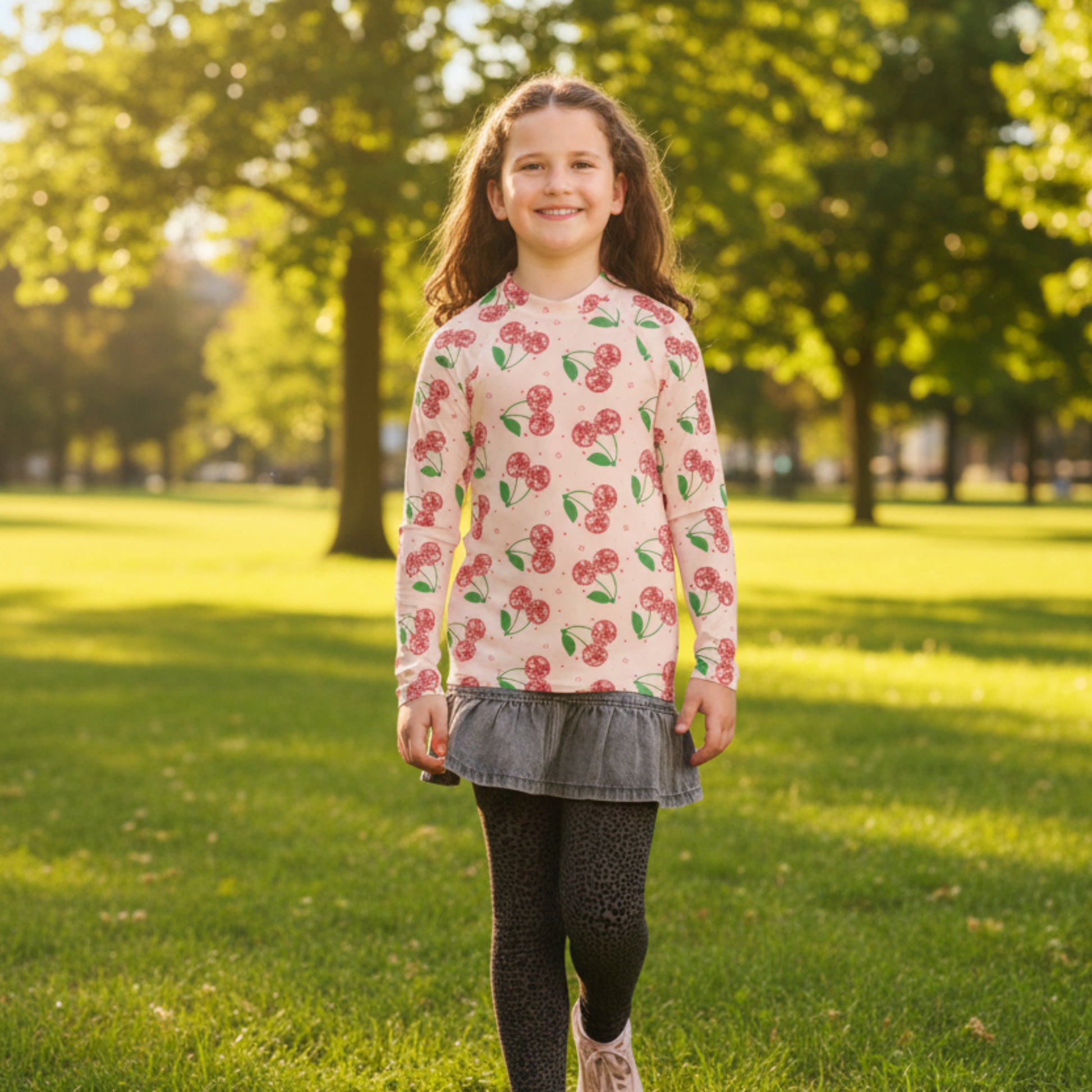 Tween Girls Disco Cherries Rash Guard