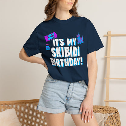 Comfort Colors 1717 birthday party shirt with funny llama pinata and Skibidi toilet design for unisex wear. Hey Bro It’s My Skibidi Birthday tee comes in black, navy, and charcoal and offers soft heavyweight cotton comfort with a lived in vintage style feel. Perfect for birthday celebrations, party trips, family gatherings, gaming nights, and fun photo moments. Great gag gift for adults, teens, boyfriends, husbands, and best friends.