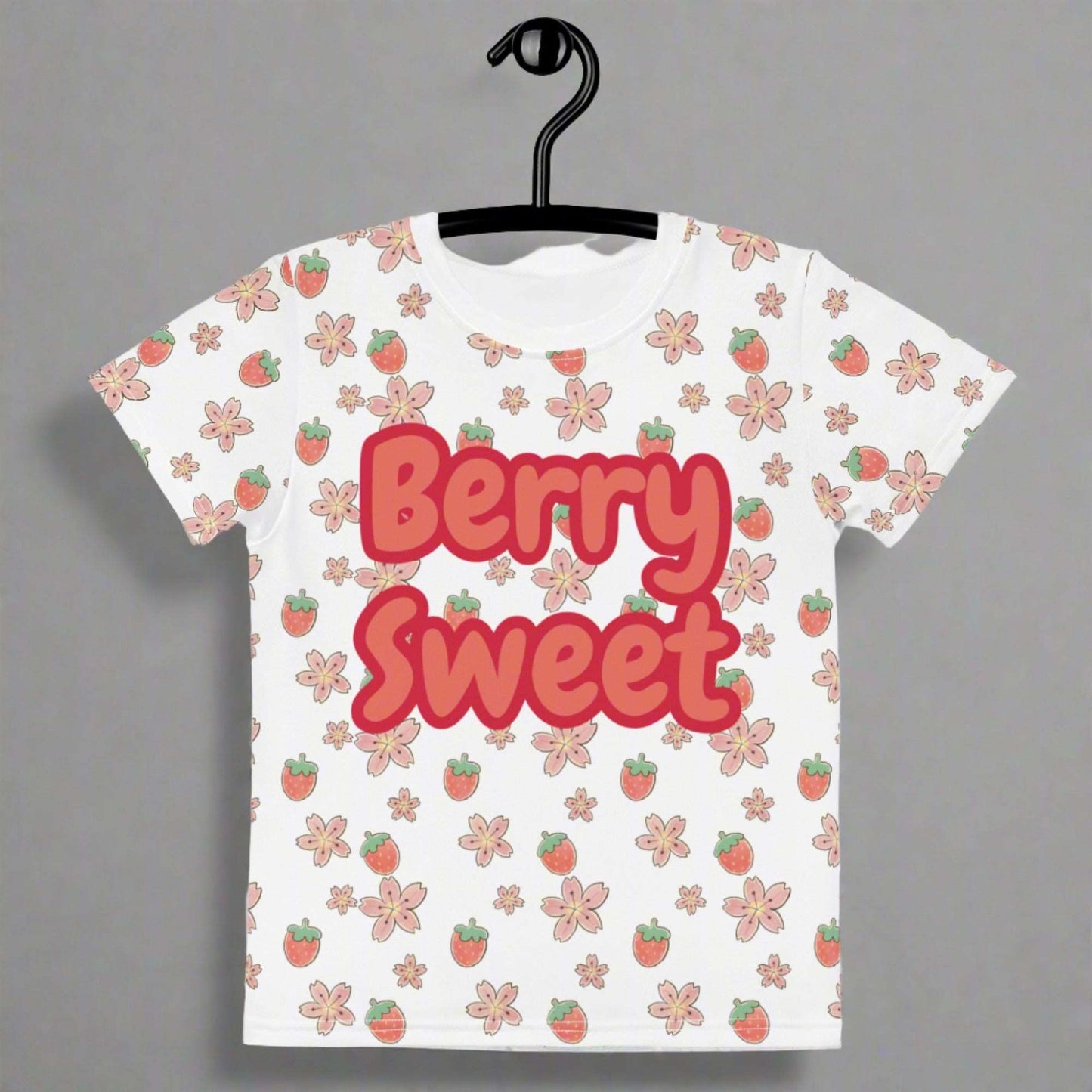 Berry Sweet All Over Print Crew Neck TShirt Size 2T-7 - jaecrece