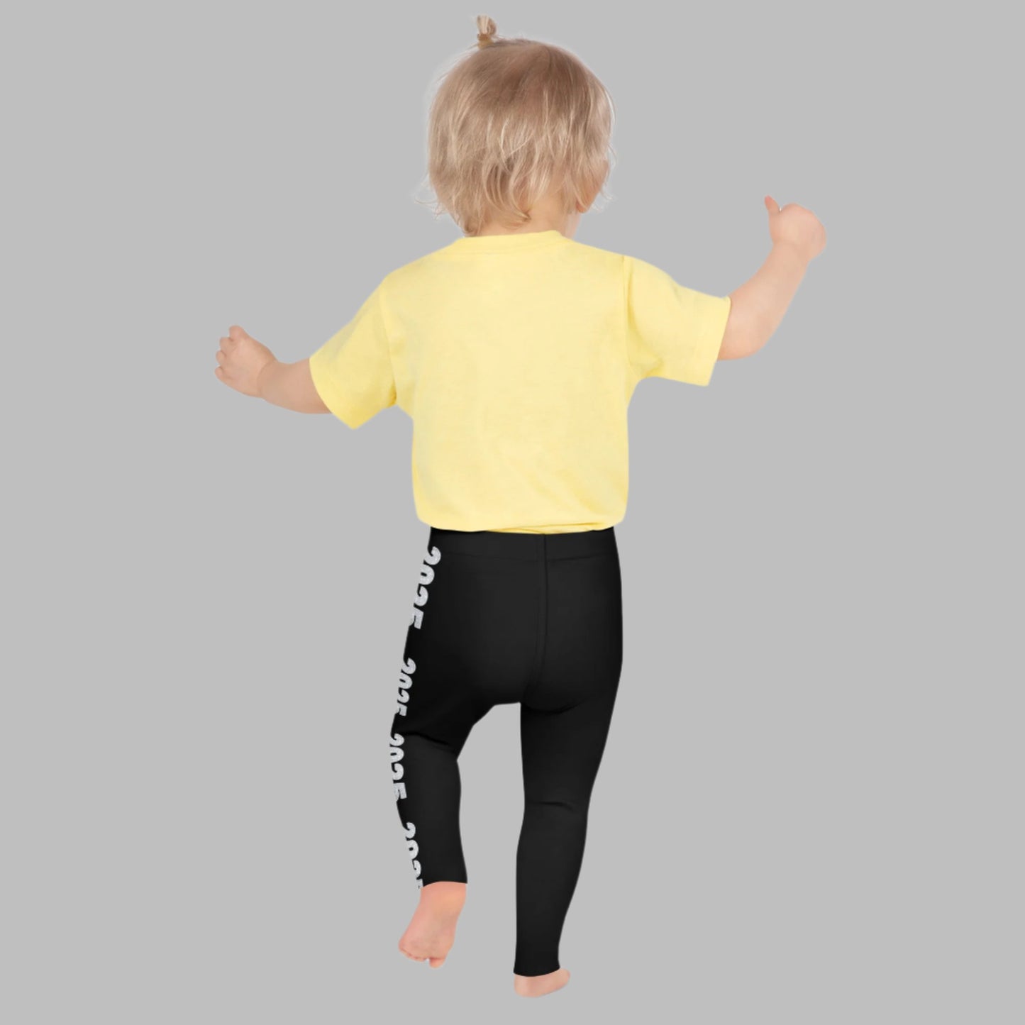 2025 Leggings for Happy New Year Party Celebration or a gift for graduating class of 2025. Black yoga pants have large repeating silver 2025 running down the outside of each leg. Tights are available in toddler and girls child sizes 2T-7, by jaecrece