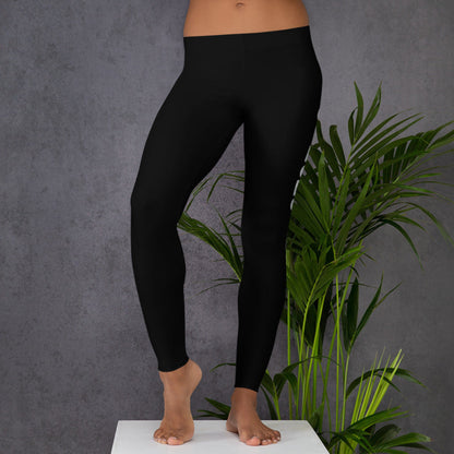 2025 Leggings for Happy New Year Party Celebration or a gift for graduating class of 2025. Black yoga pants have large repeating silver 2025 running down the outside of each leg. Tights are available in women / ladies sizes XS-XL, by jaecrece