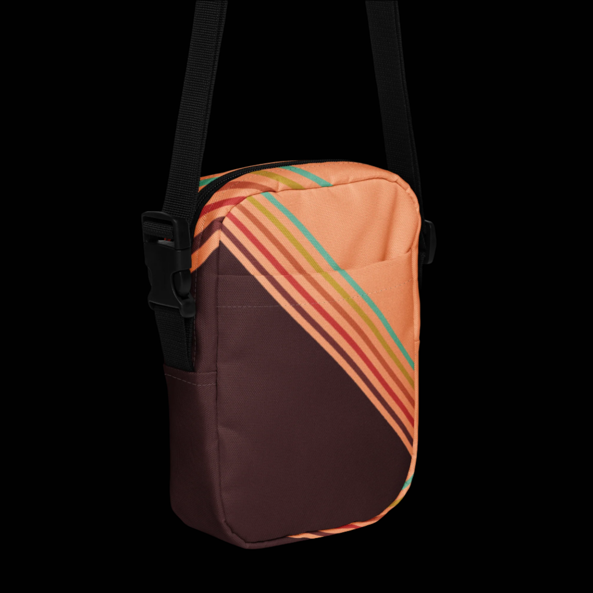 Image: This versatile Colorblock Canvas Crossbody Bag has a grandpacore aesthetic, with peach and brown water resistant canvas and rainbow design. This small fanny pack is designed for women, teens, and tweens who love a grandpacore funky aesthetic. Whether you need a small camera pouch for hands free adventures, a compact mini backpack for festivals, or an everyday sling bag for errands, this is the ultimate go to accessory!