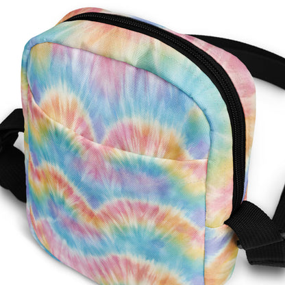 Pastel tie dye utility canvas crossbody bag, by jaecrece.com