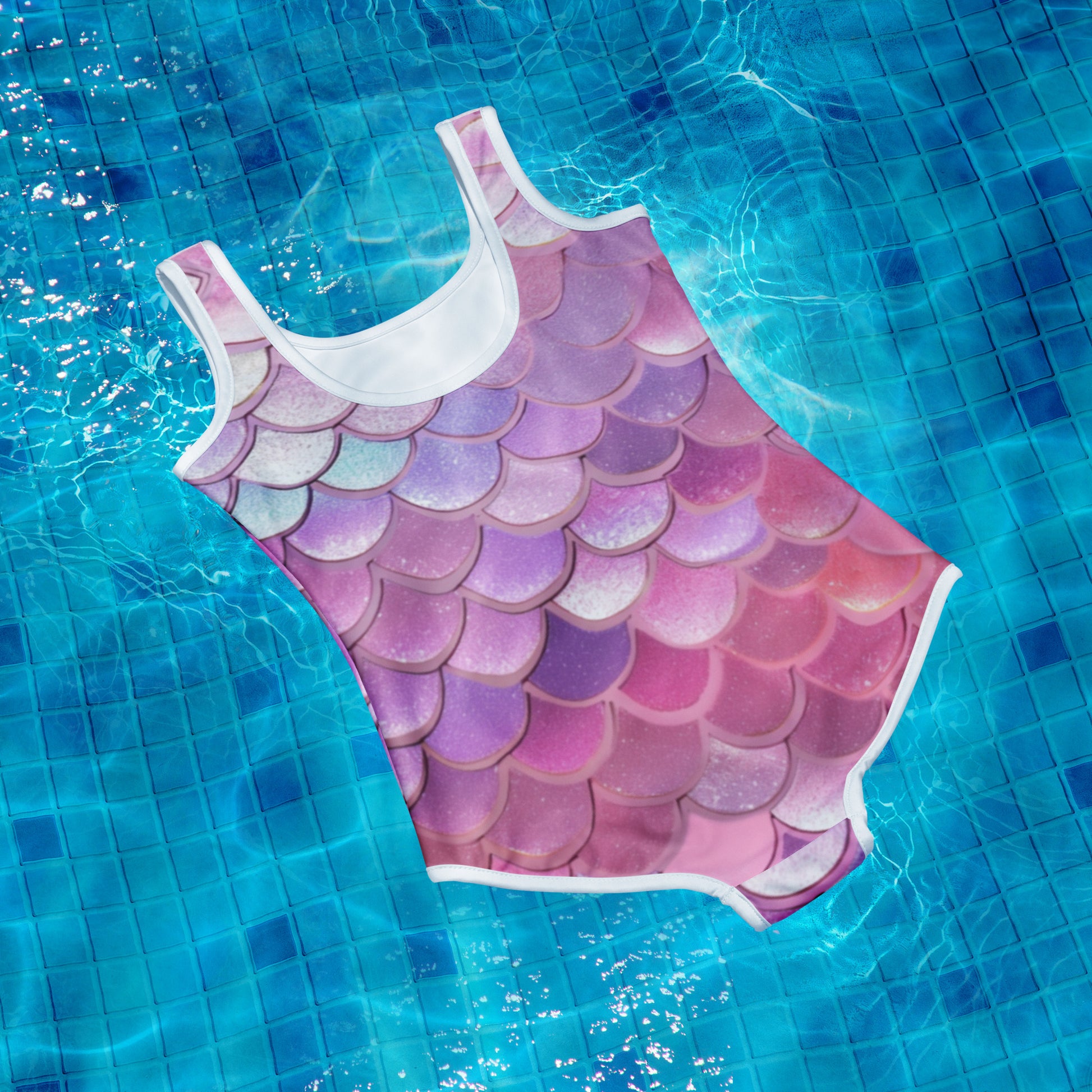 Make a splash with our Mermaid Youth Girls Swimsuit! Available in sizes 8-20, this one piece features vibrant mermaid scales in shades of pink, purple, blue, and white. Your little mermaid will love the playful design while staying comfortable and stylish at the beach or pool.